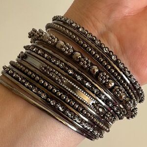 Elegant Gunmetal Bangle Bracelet Set